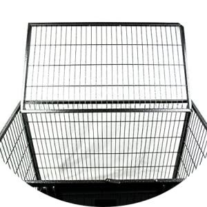 สุนัขขนาดใหญ่ หนักงานโลหะ Kennel และกล่องที่มีสี่ล้อในสีดําแข็ง